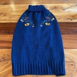 Navy Blue Floral Dog Sweater